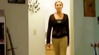 A sexy blonde chick gives an amazing blowjob to her boyfriend