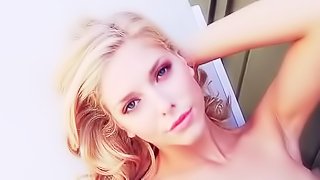 Sexy blonde Victoria Winters stripping herself
