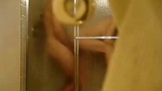 Quickie at the shower cabin with my insatiable bitch