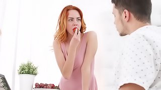 Redhead Candy Red moaning from having her wild pussy boinked