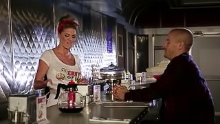 Raunchy waitress Jessa Rhodes gets fucked at the bar