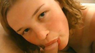 Lustful teen Christine sucks small cock on a pov camera