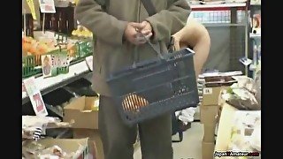 Japanese Girl Masturbating And Sucking Dick At A Grocery Store