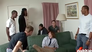 Black gay guy gangbanged by a group of white guys in a hotel
