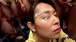 Imai Mayumi chokes on a bunch of cocks for some sticky jizz