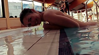 Skinny pale Russian teen hottie teases camera underwater
