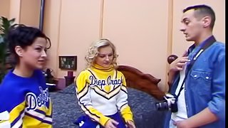 Natural tits cheerleader in miniskirt moans when pounded