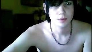 Emo boy on webcam plays with his cock