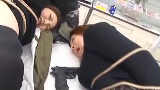Insanely Hot Asian Babes Have A Foursome At A Store