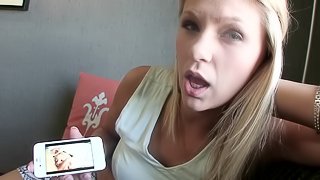 Tremendous slutty teen blonde proving her blowjob skills