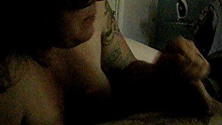 Wife gives a bj hj and licks up my pathetic drips