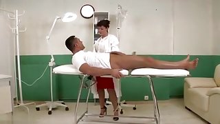 The doctor gives the patient