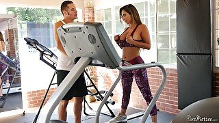 Bootyful and ample breasted fitness chick Reena Sky is fucked at the gym