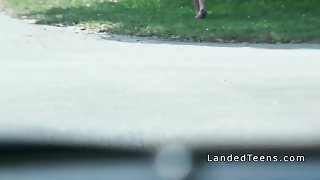 Lucky dude with car bangs teen