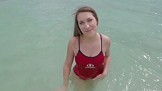 Sexy lifeguard with a yummy butt is on a dick duty