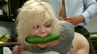 Blonde Alice Frost gets fucked in mouth and pussy rough