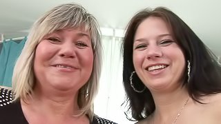 Juicy babe and a grandma are having a lesbian sex