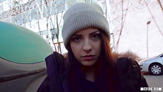Amateur Italian chick Rebecca Volpetti is fucked in mouth and pussy in public