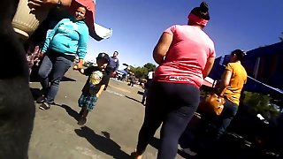 Mexican in gray tights, pink top