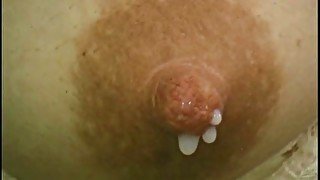 Nice closeup view of my wife's big milky lactating nipples