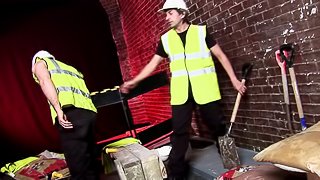 Construction workers get to fuck a girl and fill her mouth with cum