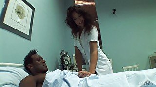 Naughty svelte nurse Olivia Ii treats strong black cock really well