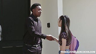 Asian babe Eva Yi is having crazy sex fun with one black fellow