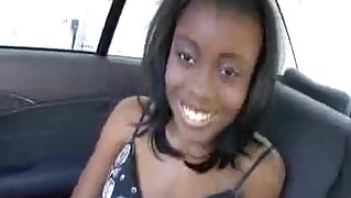 Ebony girl fucked in a Car